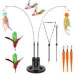 2 Cat Wand Toys with Suction Cup Double Head Interactive Cat Feather Toy - Image 2