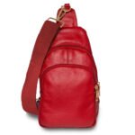 Real Leather Solid Strap Shoulder Sling Bag - Image 3