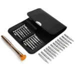 25-Piece Set: Precision Tool Repair Kit with Leather Case - Image 2