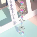 3-Pieces: Crystal Wind Chime Pendant Catcher Diamond Prisms - Image 7