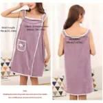Coral Velvet Bath Towel Skirt Bow Sling Bathrobe - Image 6