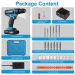 Cordless Drill Set with 2 Pieces 8V Batteries and Charger 2 Variable Speed 3/8In Keyless Chuck - Image 12