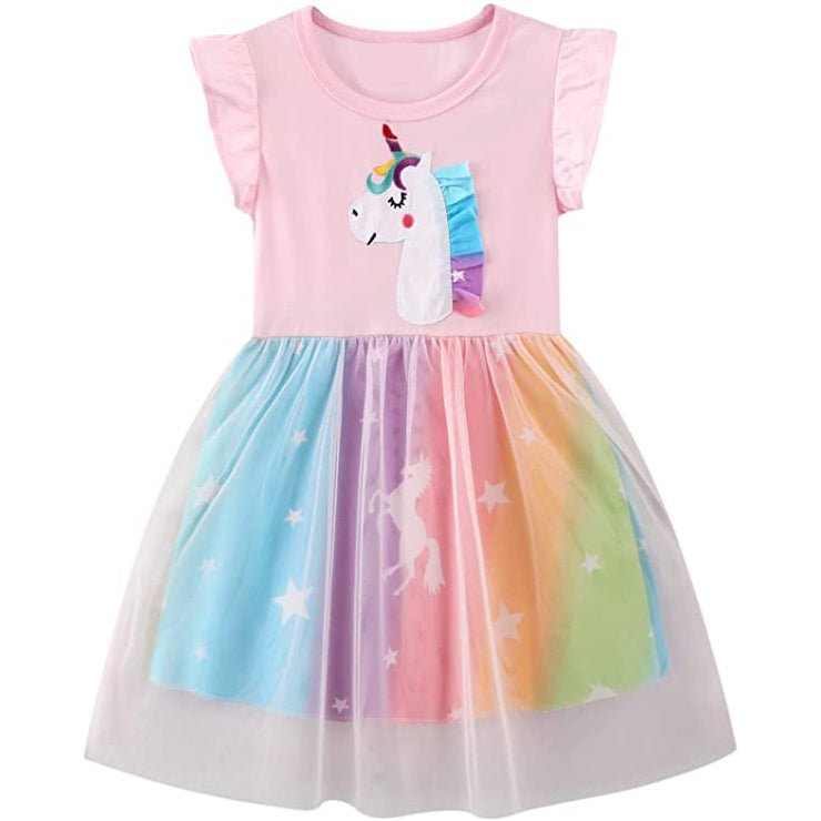 Girl's Cotton Casual Unicorn Dress