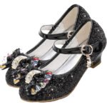 Girls'Heels Party Mary Jane Basic Pump Dress Crystal Bowknot - Image 3