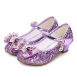 Girls'Heels Party Mary Jane Basic Pump Dress Crystal Bowknot - Image 4