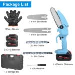 Portable Handheld Cordless Small Chain Saw Battery Powered with 2Pcs 2200mAh Rechargeable Batteries 4in/6in Chains for Pruning Trees Wood Cutting - Image 7