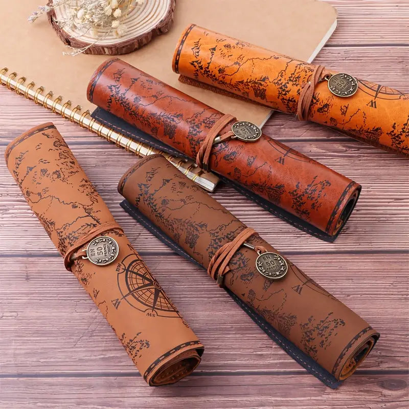 pu-leather-rollup-pen-bag-vintage-creative-map-pencil-case-arts-crafts-dailysale-540562.webp PU Leather Rollup Pen Bag Vintage Creative Map Pencil Case - Image 1