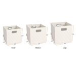 Set of 2: 11-13" Foldable Diamond Patterned Faux Leather Storage Cube Bins - Image 11