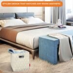 Set of 2: 11-13" Foldable Diamond Patterned Faux Leather Storage Cube Bins - Image 16