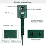 Ultrasonic Animal Repeller IP4 Waterproof Motion Sensor Repellent with Flashing Led Light - Image 6