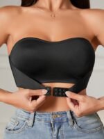 Women's Lingerie and Everyday Underwear,Wireless Comfort Bandeau Bra - Soft, Seamless, Strapless, Non-Padded, Front Buckle Closure